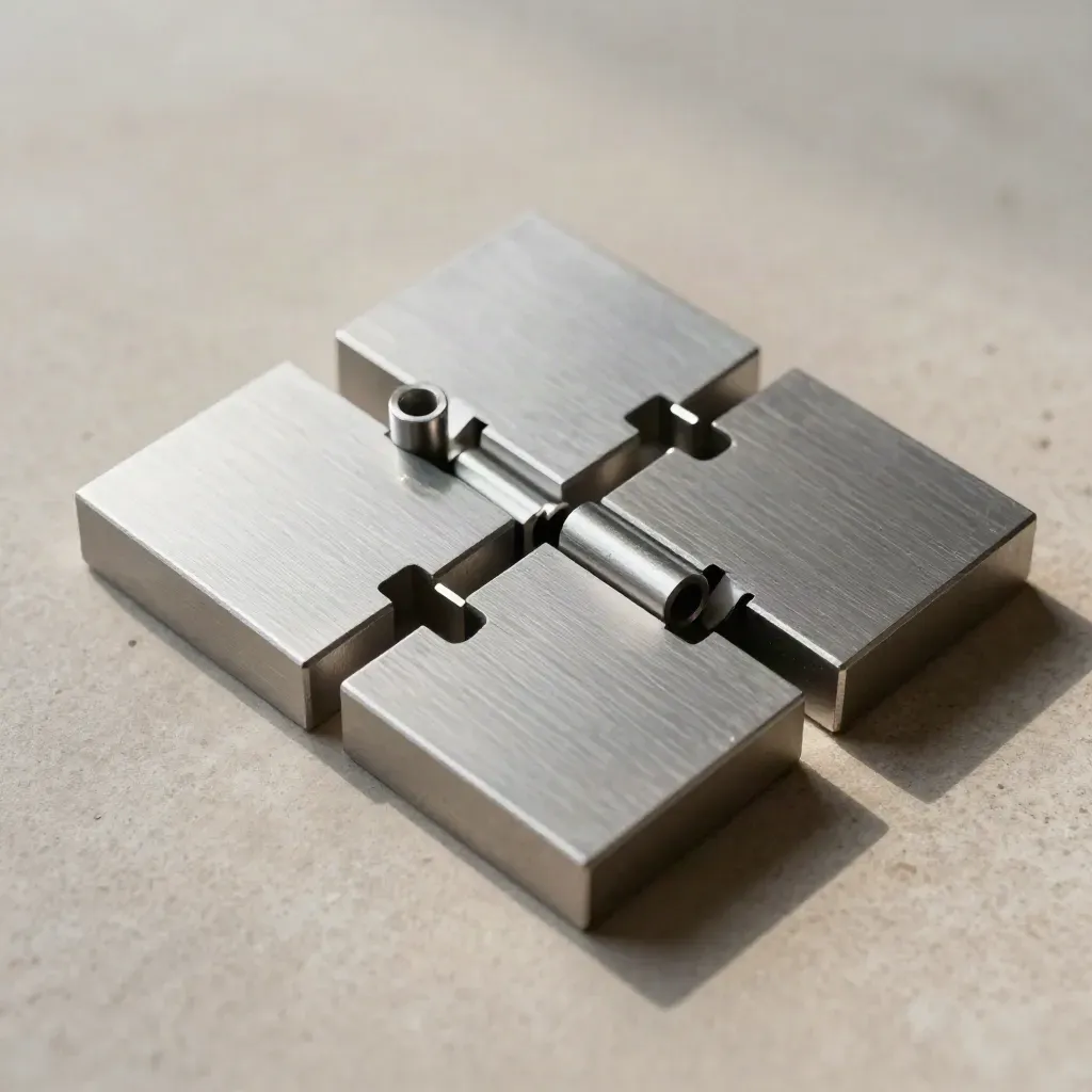 Top-down aluminum system blocks with spacers on pale stone, softly lit and tightly arranged.